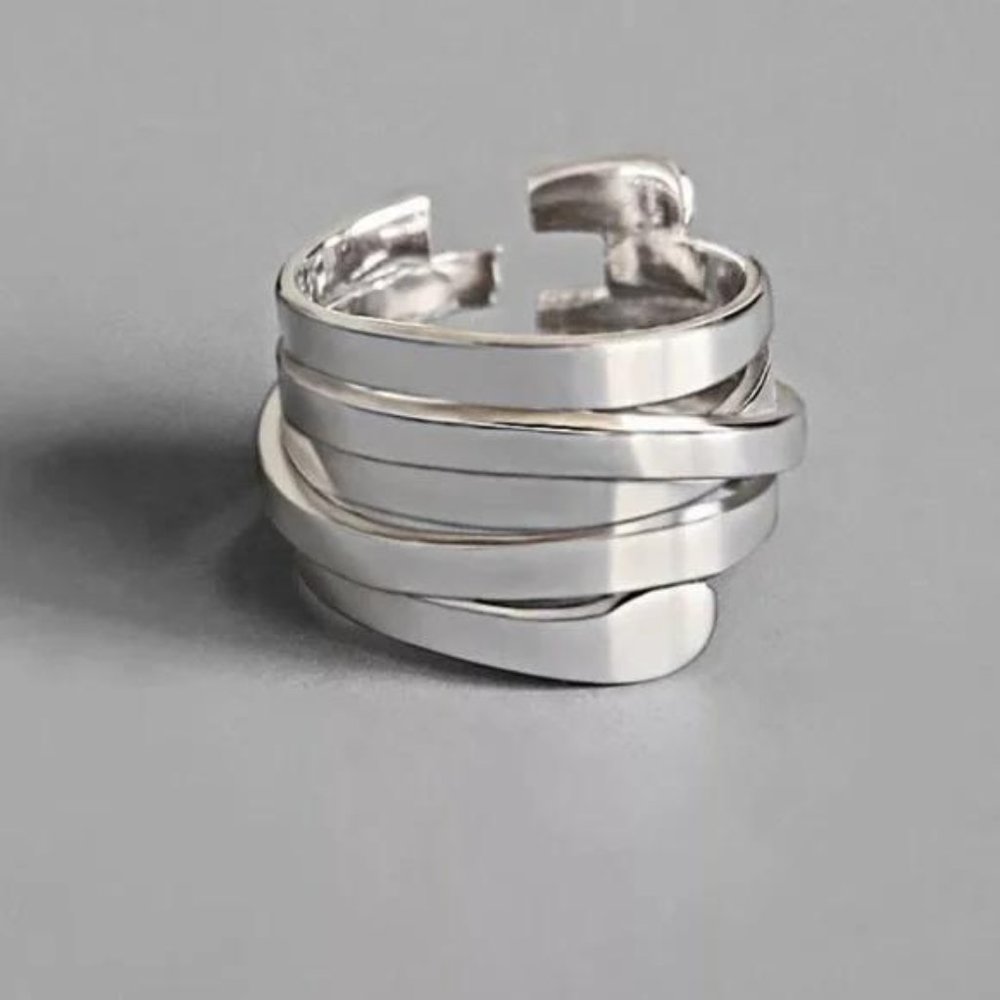 NEW 925 STERLING SILVER ADJUSTABLE MULTILAYER RING, BEAUTIFUL RING, SHINY RING.